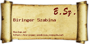 Biringer Szabina névjegykártya