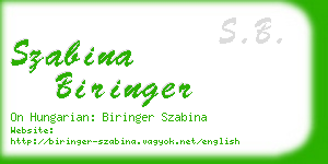 szabina biringer business card